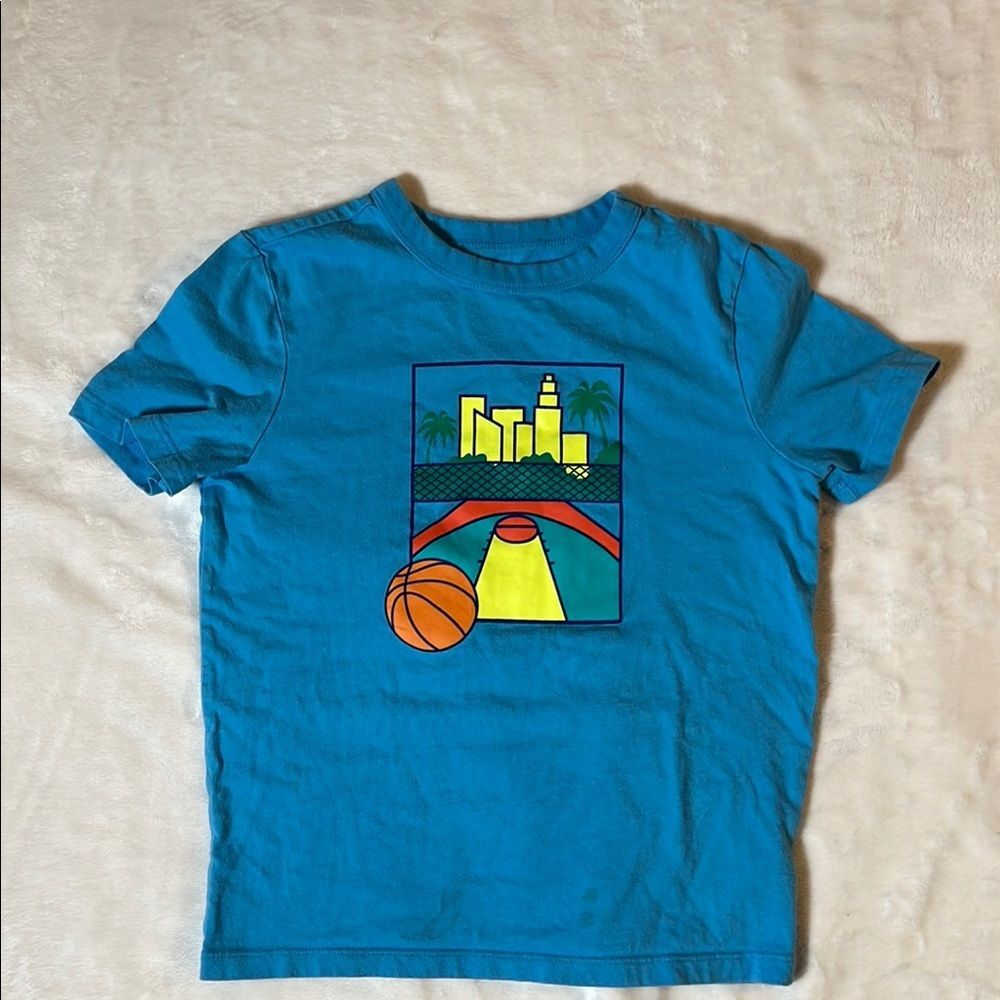 GAP Kids Blue Basketball Graphic Short Sleeve T-Shirt Size S 6–7